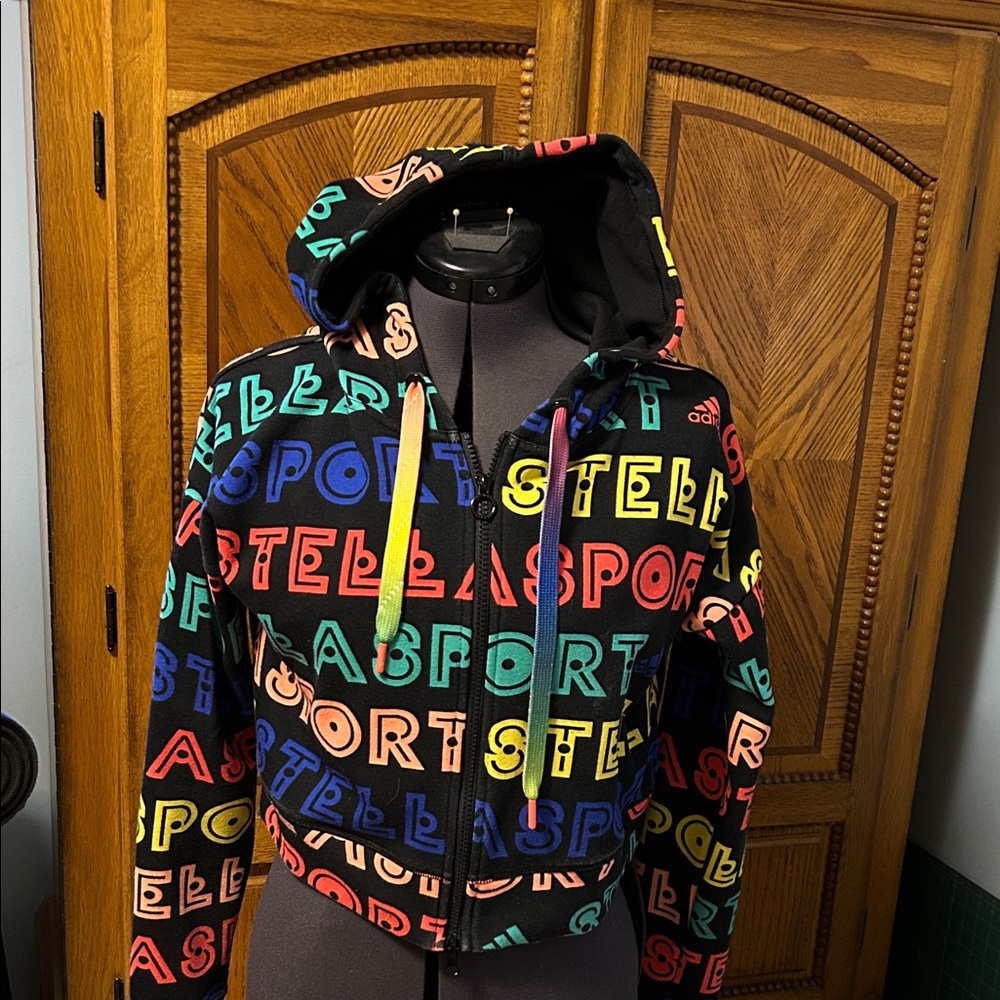 Stella McCartney x Adidas Stellasport zip up hoodie. XS, but can fit a M easily